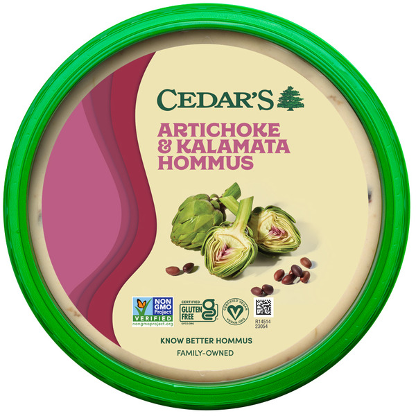 Fresh Dips & Tapenades Cedar's Artichoke Kalamata Hommus hero