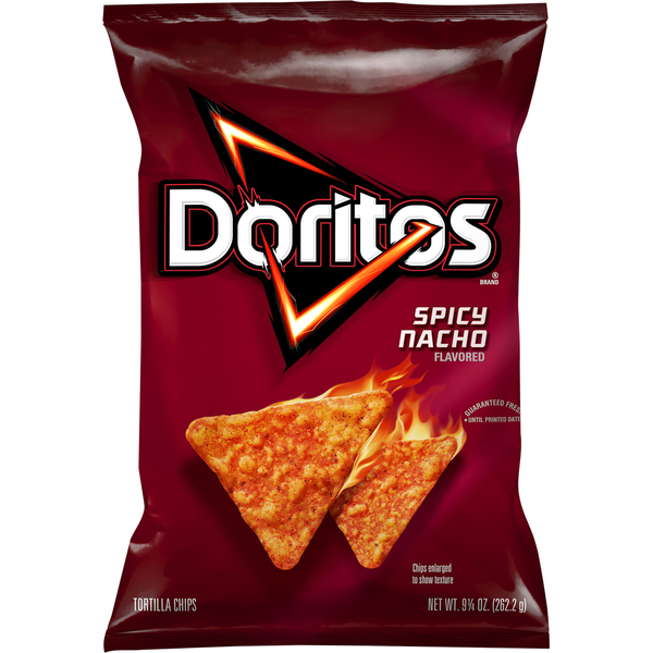 Chips & Pretzels Doritos Flavored Tortilla Chips, Spicy Nacho hero