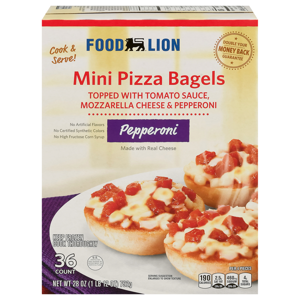 Frozen Appetizers & Sides Food Lion Pizza Bagels, Pepperoni, Mini hero