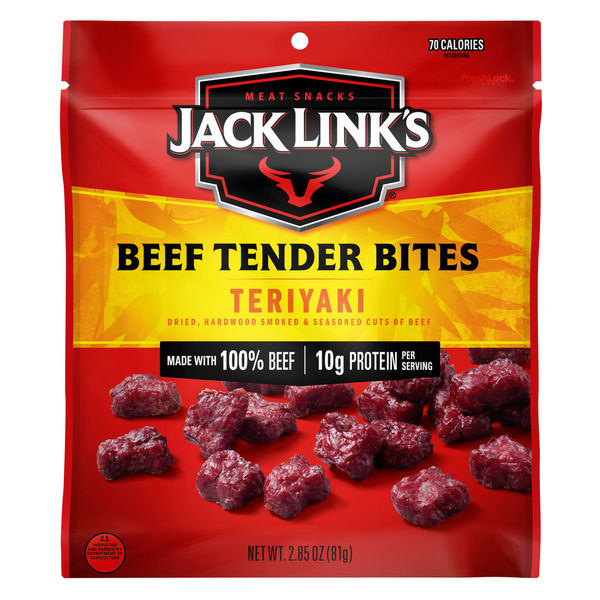 Popcorn & Jerky Jack Link's Beef Tender Bites, Teriyaki, Meat Snacks hero