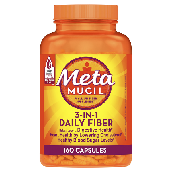 Digestion Metamucil Capsules, 3-in-1 Fiber, Digestive Health hero