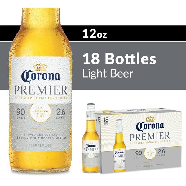 Imported Beer Corona Premier Mexican Lager Import Lower Calorie* Light Beer Bottles hero