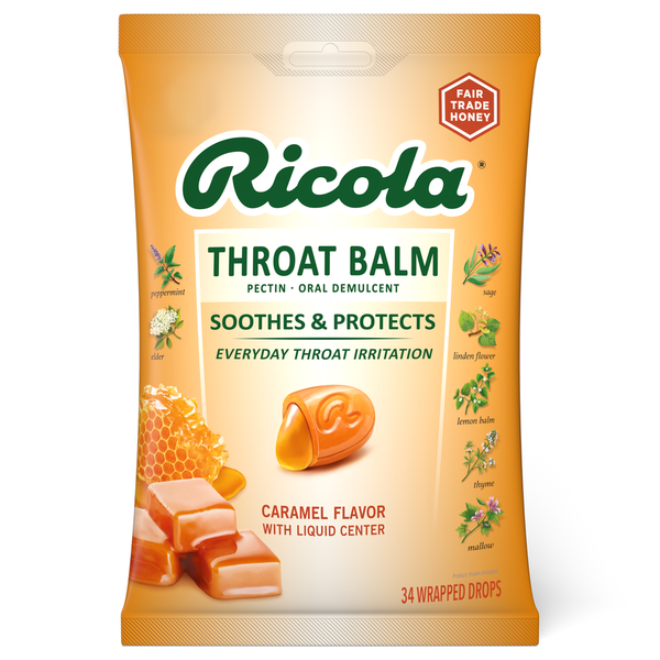 Ricola Caramel Flavor Throat Balm Drops hero