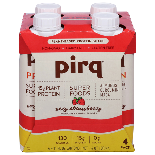 Pirq Protein Shake, Very Strawberry, 4 Pack hero