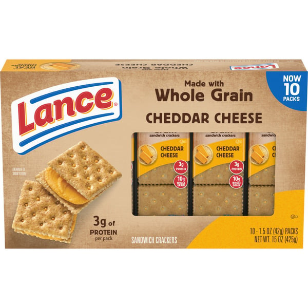 Crackers Lance Baked with Whole Grain Cheddar Cheese Sandwich Crackers hero