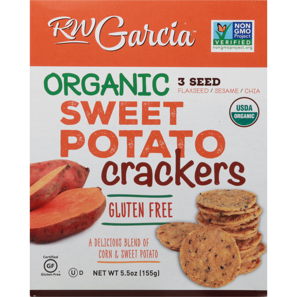 Crackers RW Garcia Crackers, Gluten Free, Organic, Sweet Potato, 3 Seed hero