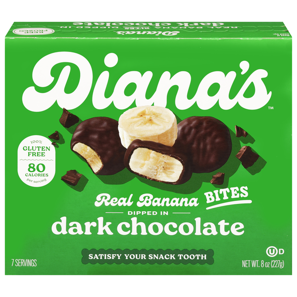 Ice Cream & Ice Diana’s Gluten Free Dark Chocolate Frozen Fresh Fruit Bananas Bites hero