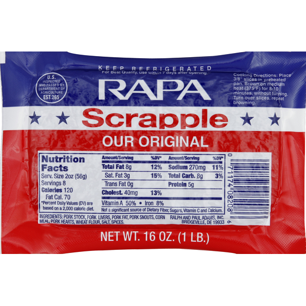 Hot Dogs, Bacon & Sausage RAPA Scrapple Our Original hero