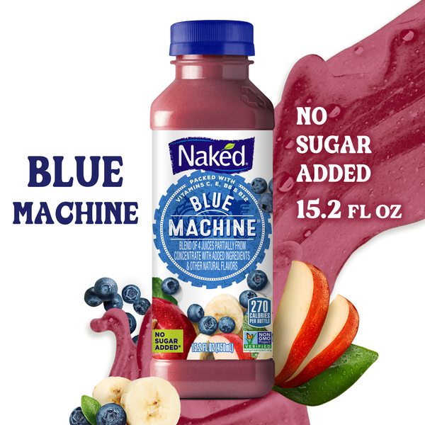 Refrigerated Naked Blue Machine Flavored 100% Juice Smoothie Blend, 15.2 fl oz Bottle hero