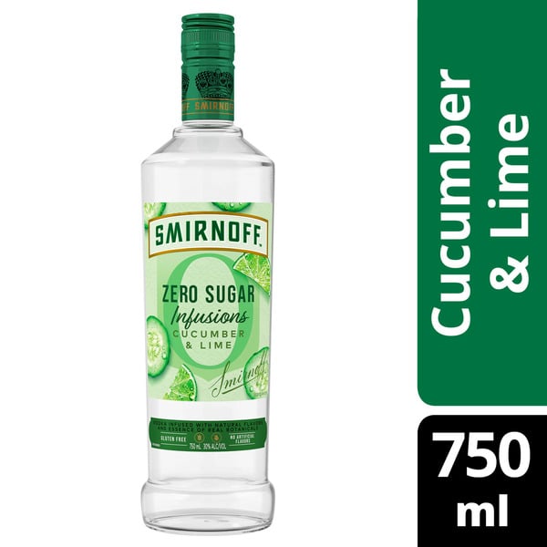 Flavored Vodka Smirnoff Zero Sugar Infusions Cucumber & Lime hero