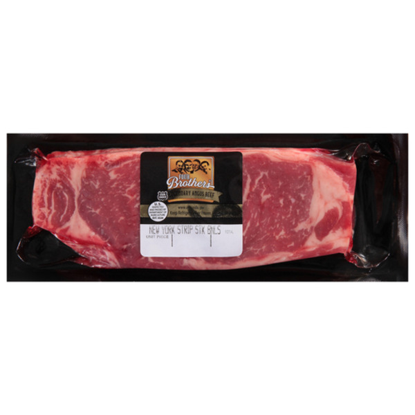 Meat Counter Four Brothers Greater Omaha 1881 Legendary Angus Beef Boneless New York Strip Steak - Flavor Seal hero