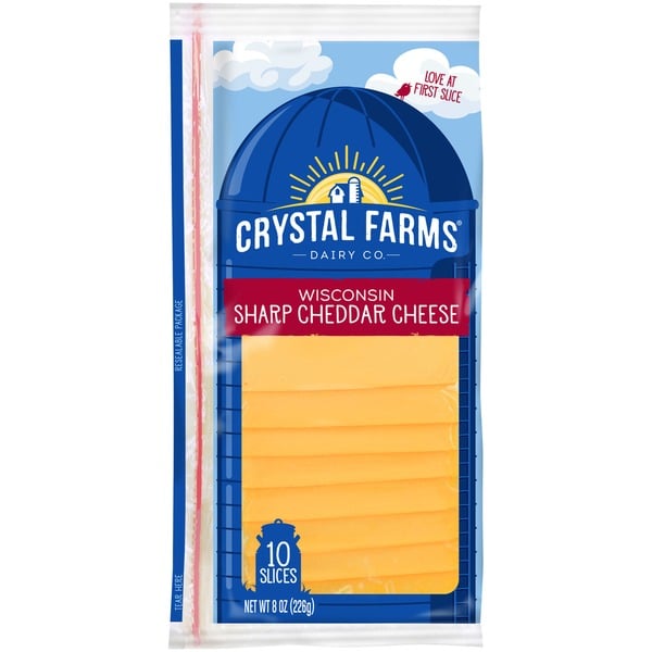 Packaged Cheese Crystal Farms Wisconsin Sharp Cheddar Cheese Slices hero