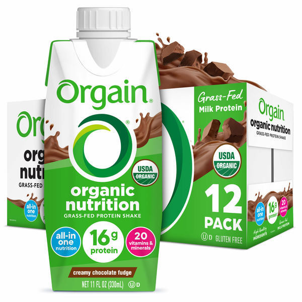 Cocoa & Drink Mixes Orgain Organic Nutrition Shake, Grass Fed Protein - Creamy Chocolate Fudge hero