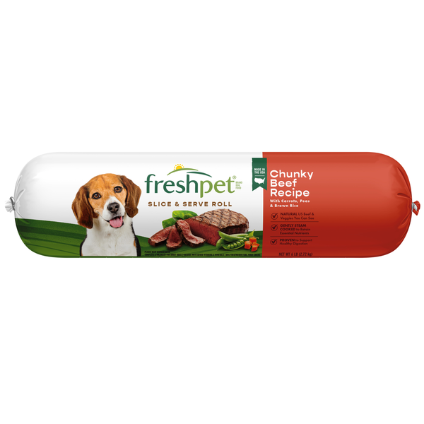 Fresh Dog/Cat Food (Refrigerated) Freshpet Dog Food, Chunky Beef Recipe, Slice & Serve Roll hero