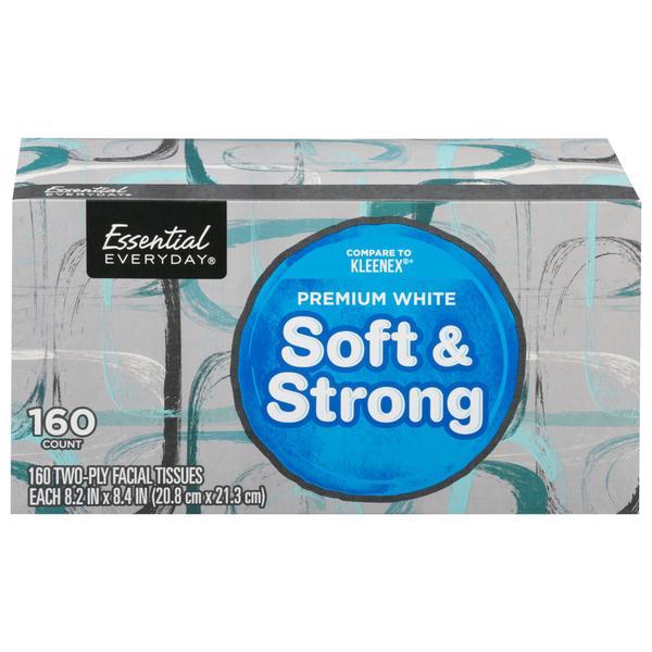 Paper Goods Essential Everyday Facial Tissues, Soft & Strong, Premium White, Two-Ply hero