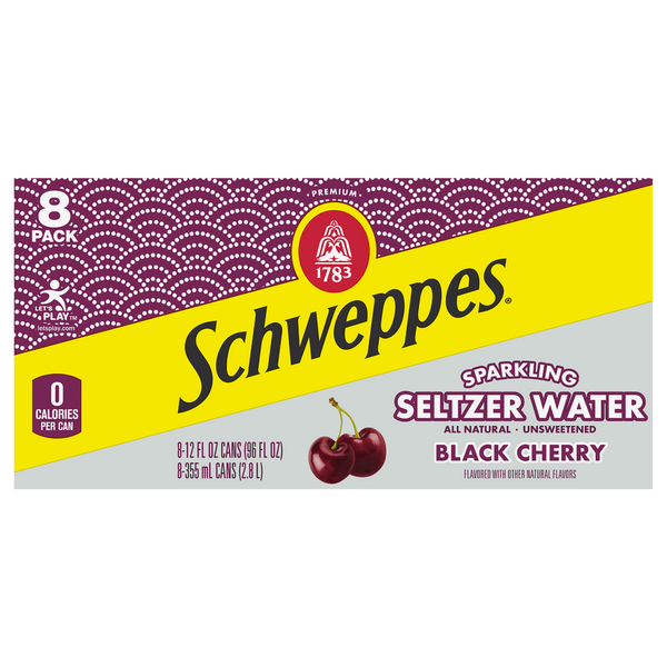 Water, Seltzer & Sparkling Water Schweppes Sparkling Water Beverage, Black Cherry hero