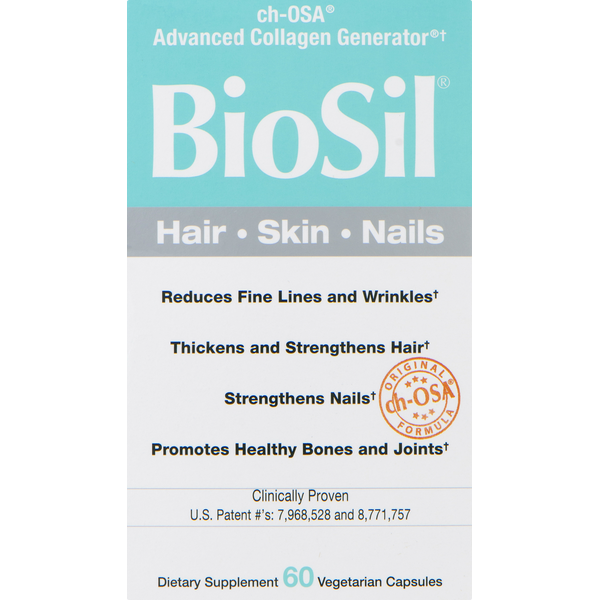 Vitamins & Supplements BioSil Hair Skin Nails, Vegetarian Capsules hero