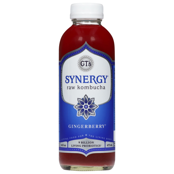 Refrigerated GT's Living Foods Kombucha, Raw, Gingerberry hero