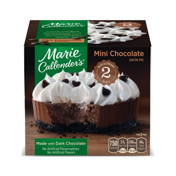 Frozen Dessert Marie Callender's 2 Mini Chocolate Satin PiesFrozen Mini Pie Dessert hero