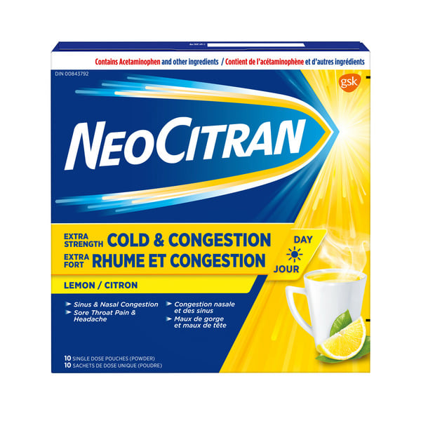 Cold, Flu & Allergy NeoCitran Extra Strength Cold & Congestion Non-Drowsy Lemon hero