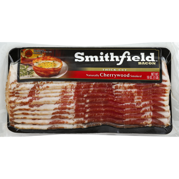 Hot Dogs, Bacon & Sausage Smithfield Bacon, Naturally Cherrywood Smoked, Thick Cut hero