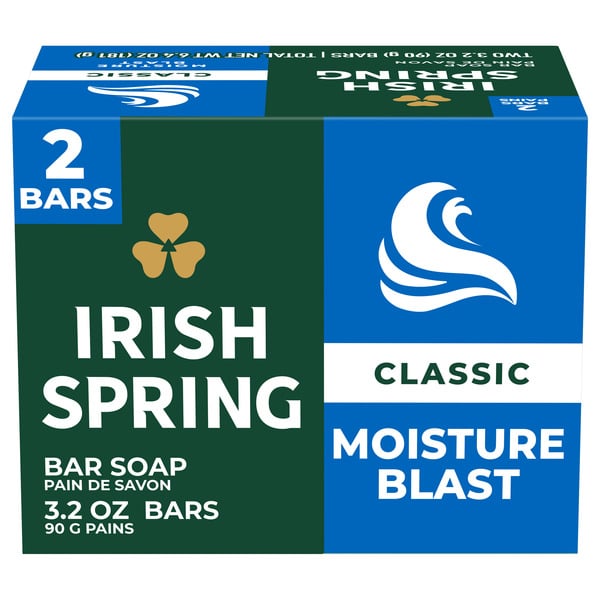 Body Wash & Shower Gels Irish Spring Deodorant Bar Soap For Men, Classic Moisture Blast hero