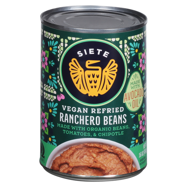 Siete Ranchero Beans, Vegan Refried hero