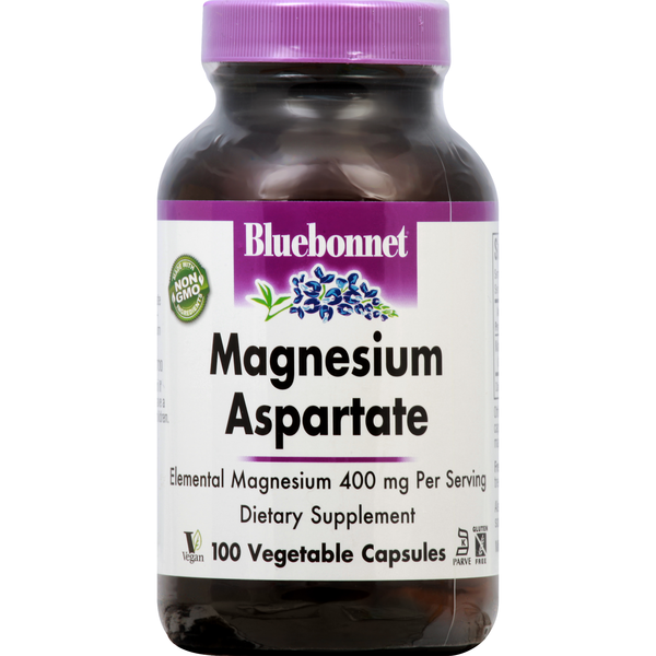 Vitamins & Supplements Bluebonnet Magnesium Aspartate, 400 mg, Vegetable Capsules hero