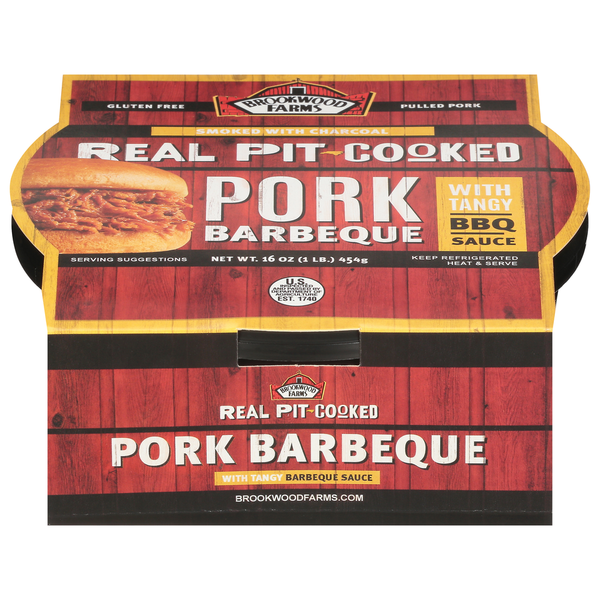 Packaged Meat Brookwood Farms Pork Barbeque, with Tangy BBQ Sauce, Real Pit-Cooked hero