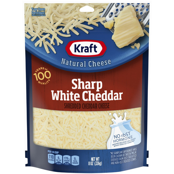 Cheese Kraft Sharp White Cheddar Shredded Cheese hero