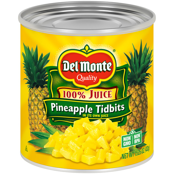 Canned Fruit & Applesauce Del Monte Pineapple Tidbits, 100% Juice hero