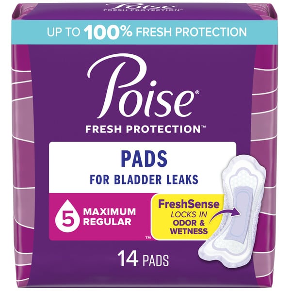 Feminine Care Poise Incontinence Pads, Maximum Absorbency, Regular Length hero