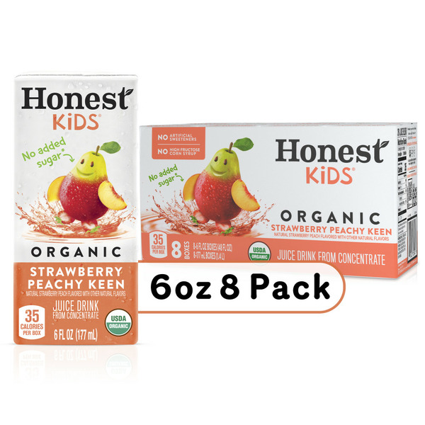 The Honest Company Kids Strawberry Peachy Keen Juice Drink Cartons hero