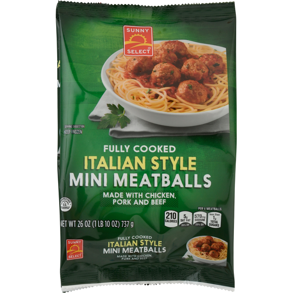 Prepared Meals Sunny Select Meatballs, Mini, Italian Style hero