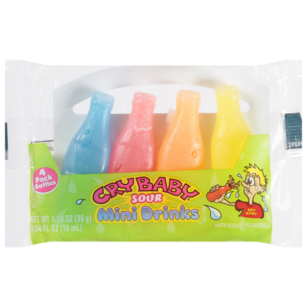 Candy & Chocolate Cry Baby Mini Drinks, Sour, 4-Pack Bottles hero