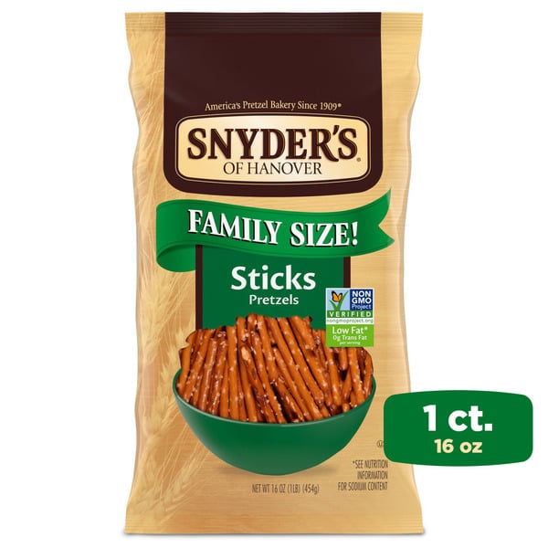 Chips & Pretzels Snyder's of Hanover Sticks The Pounder Pretzels hero