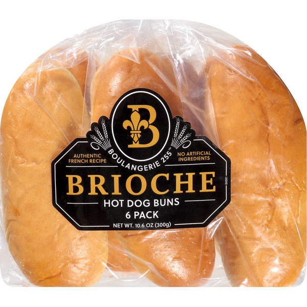 Buns & Rolls Boulangerie 255 Hot Dog Buns, Brioche, 6 Pack hero