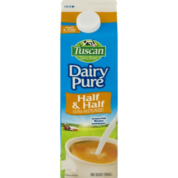 Milk Tuscan Half & Half Ultra-Pasteurized Quart Paper Carton Gable Top hero