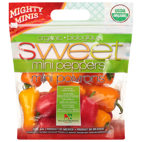 Fresh Vegetables Mighty Minis Peppers, Organic, Sweet, Mini hero