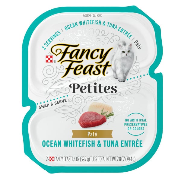 Cat Food Purina Fancy Feast Gourmet Pate Wet Cat Food, Petites Ocean Whitefish & Tuna Entree hero