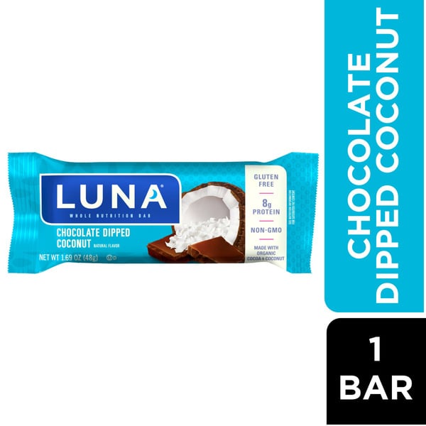 Protein, Energy & Granola Bars Luna Chocolate Dipped Coconut Whole Nutrition Bar hero