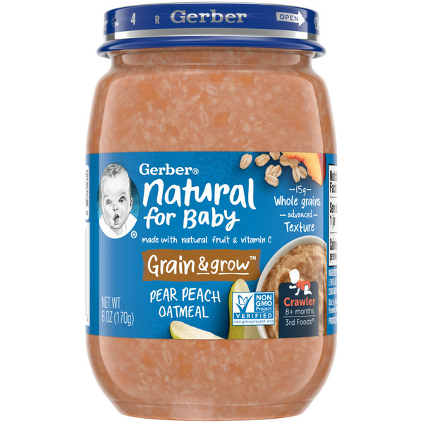 Baby Food & Formula Gerber Baby Food Pear Peach Oatmeal Jar hero