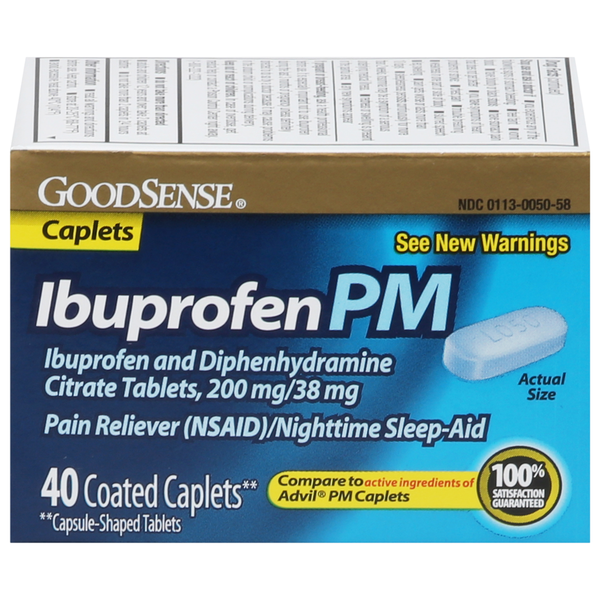 Cold, Flu & Allergy Good Sense Ibuprofen PM, Coated Caplets hero