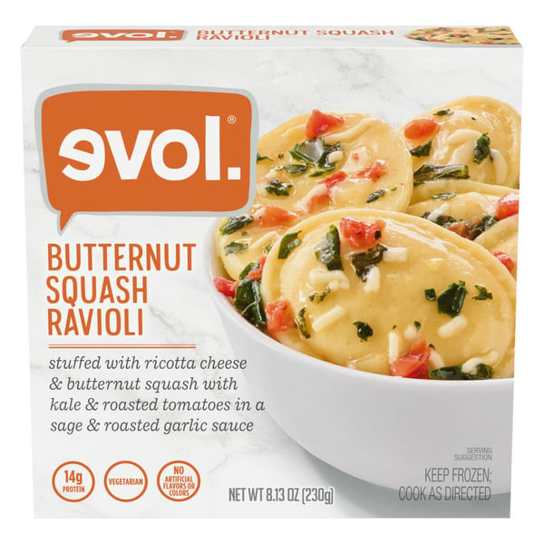 Frozen Appetizers & Sides Evol Vegetarian Butternut Squash & Sage Ravioli, Frozen Meal hero