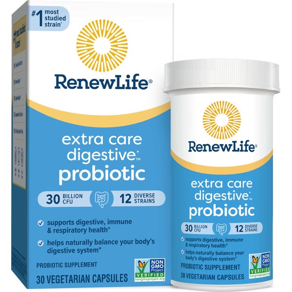 Digestion Renew Life Probiotic, Extra Care Digestive, Vegetarian Capsules hero