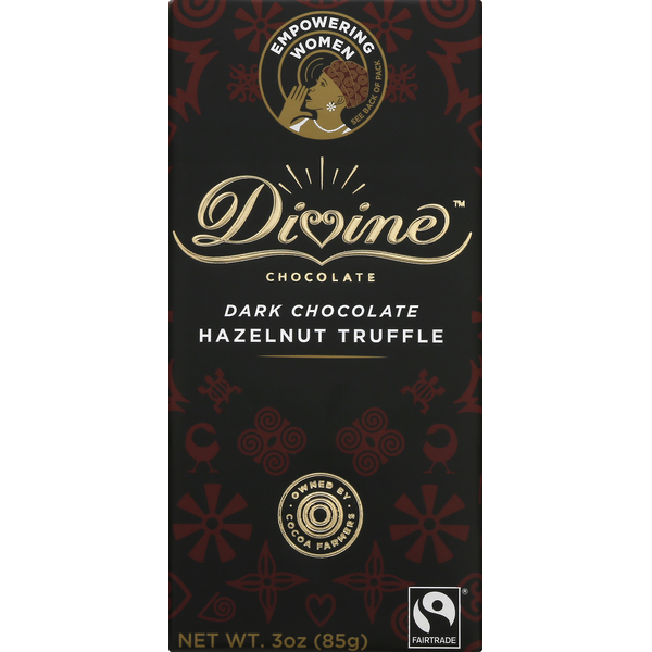 Candy & Chocolate Divine Chocolate Dark Chocolate, Hazelnut Truffle hero