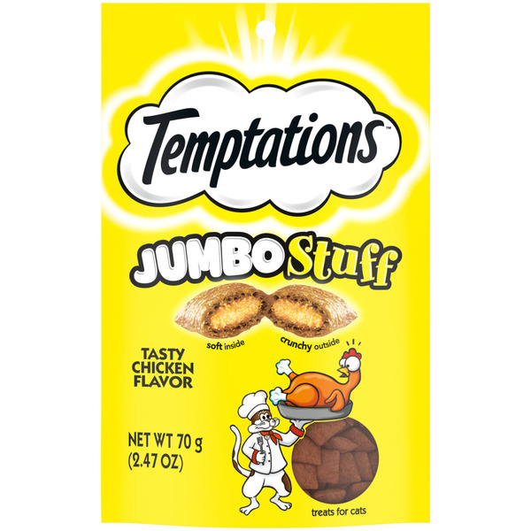 Cat Food & Care TEMPTATIONS Jumbo Stuff Crunchy and Soft Cat Treats Tasty Chicken Flavor hero