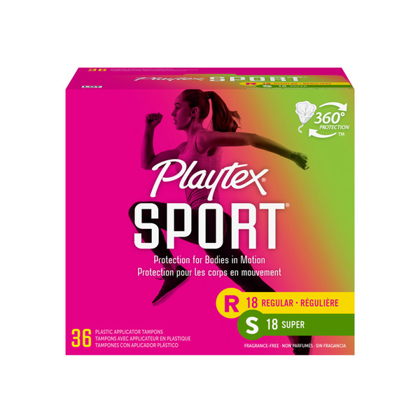 Feminine Care Playtex Sport Plastic Multipack Tampons, Unscented, Regular/Super hero