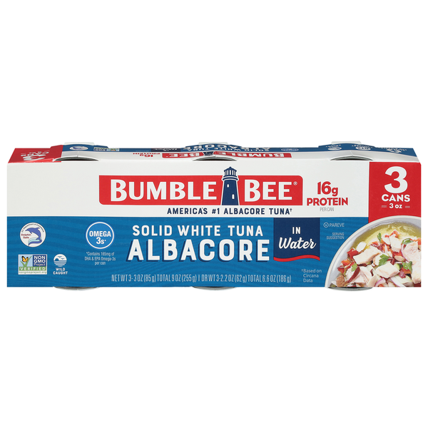 Canned Meat & Seafood Bumble Bee Albacore, in Water, Solid White Tuna hero