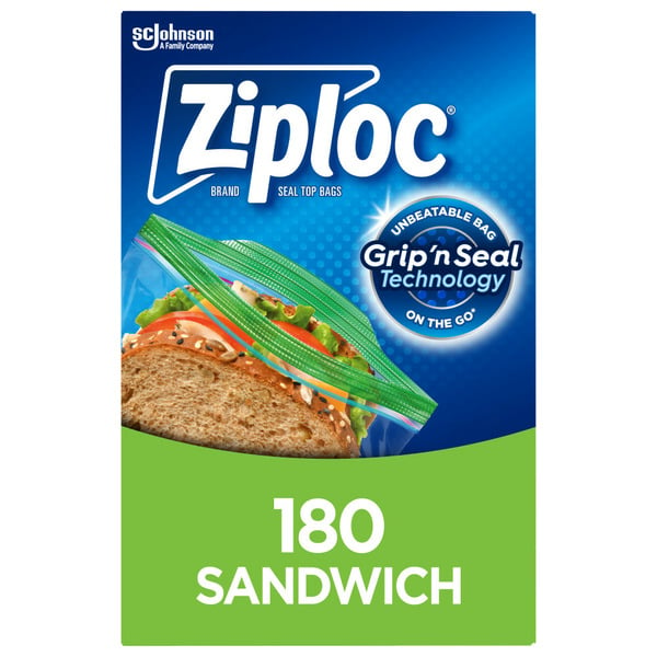 Food Storage Ziploc Sandwich Bags, with Grip 'n Seal Technology hero